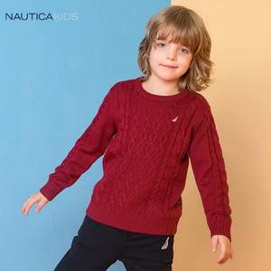 18新款，Nautica 诺蒂卡 男童羊毛混纺套头针织衫毛衣 4色