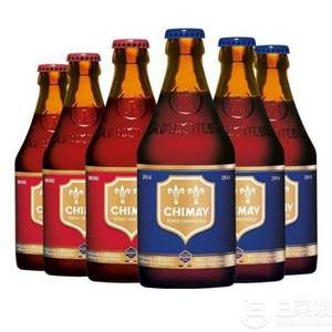 Chimay 智美 精酿啤酒组合（红帽*3+蓝帽*3）330ml*6瓶*2件 ￥138元包邮