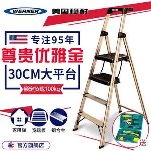 全球安全梯第一品牌，Werner 稳耐 234T-3CN航空级铝合金3步梯 