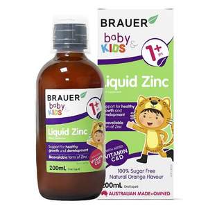 澳洲89年母婴老牌，Brauer 婴幼儿液体锌滴剂200ml