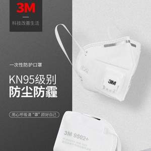 3M KN95标准 透气防尘防雾霾口罩9501V 3只