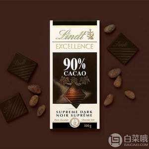 Lindt 瑞士莲 90%可可 特级黑巧克力100g*12排 Prime会员免费直邮含税