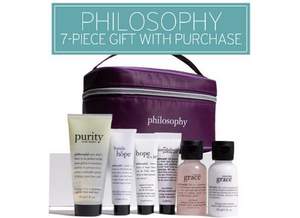 Nordstrom：購(gòu)買philosophy（自然哲理）化妝品超過35美元，贈(zèng)送價(jià)值60美元7件套禮包，免運(yùn)費(fèi)！