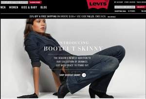Levis(李维斯)美国官网：订单满100美金额外75折+免运，有效期至8月26日