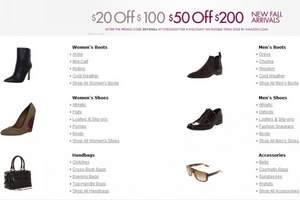 Amazon：部分自營鞋類、手包滿100-20，滿200-50，有效期至9月20日！包括ASICS、Timberland、Clarks、Crocs