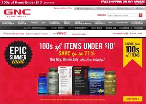 GNC（建安喜）官网：百种商品9.99美元+任意订单免运费！北京时间7月17日14点结束！