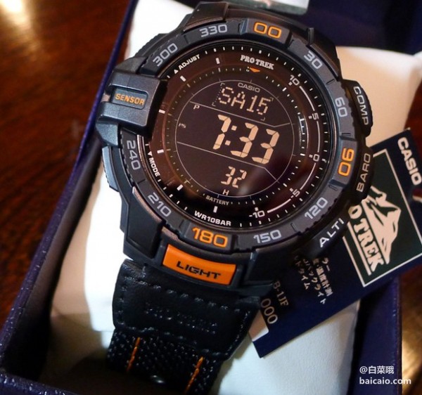 Prime会员金盒，降28刀 CASIO 卡西欧 PRG-270B-1CR 反显 三重感应器 太阳能登山表 新低.99 到手￥620