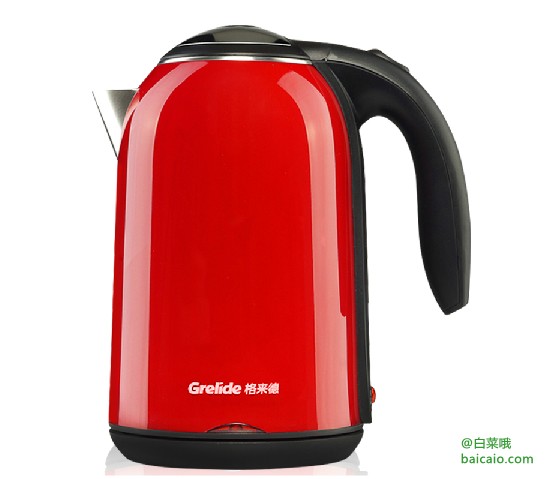 Grelide 格来德 全钢双层中空电热水壶1.7L ￥49 可2件8折