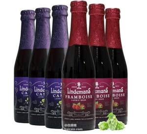比利时进口 Lindemans 林德曼精酿啤酒（蓝莓+山莓）250ML*6瓶*2组 ￥148.5包邮（￥99 两件75折）
