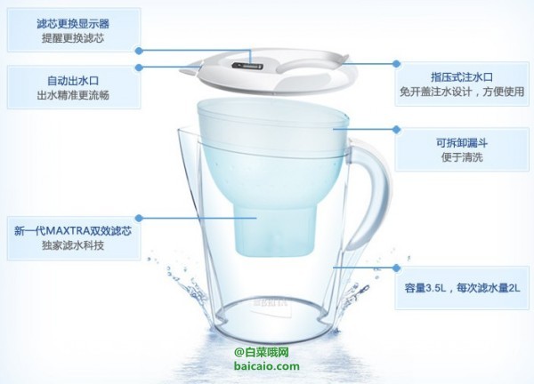 Brita 碧然德 3.5L家用滤水壶 一壶7芯+8个滤芯 ￥389包邮包税（￥489-100）