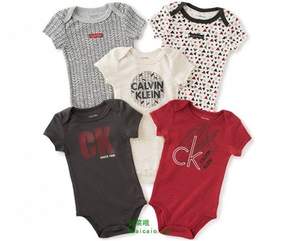 Calvin Klein 男童短袖连体衣 5件装 $11.99 到手￥110