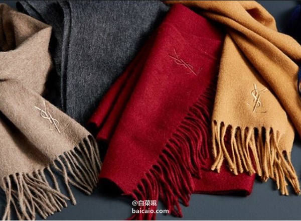 Yves Saint Laurent 意大利产 含羊绒羊毛保暖围巾 多色 新低.4（ 下单6折）直邮到手￥438