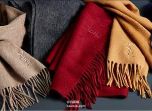 Yves Saint Laurent 意大利产 含羊绒羊毛保暖围巾 多色 1.6折 $47.99（$59.99 额外8折）到手￥350