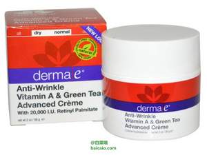 Amazon：抗皱纹，Derma e 德玛依 维生素A绿茶保湿面霜56g $13.55 直邮无税到手￥99