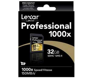 Amazon：Lexar 1000X SDXC存儲(chǔ)卡32GB*2張 $44.95 到手約￥290