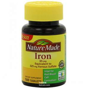 Amazon：适用于缺铁性贫血，Nature Made 铁质65mg*180粒 $3.35（$4.58-1 S&S优惠5%包邮） 到手￥30