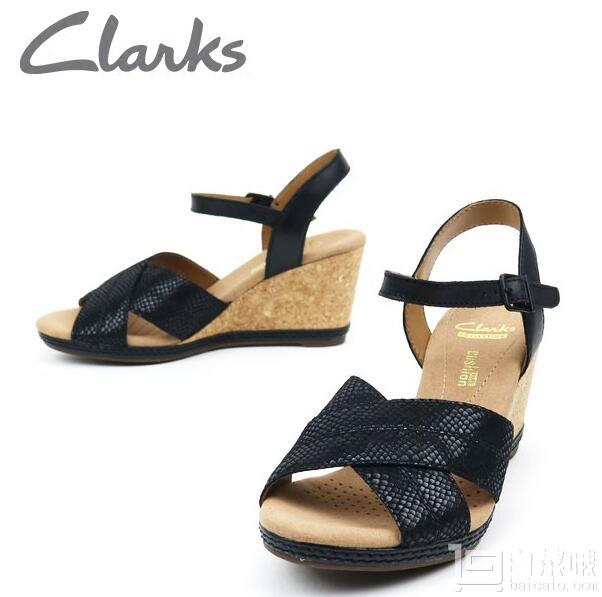 Clarks 其乐 Helio Latitude女士真皮坡跟凉鞋 Prime会员免费直邮含税到手￥328.76