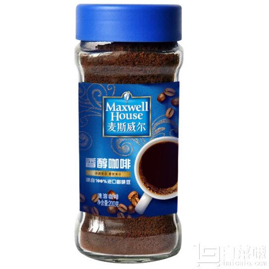 Maxwell House 麦斯威尔 醇品速溶纯黑咖啡 200g *7件￥243包邮（双重优惠）