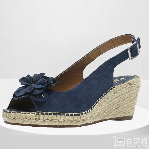 Clarks 其乐 Petrina Bianca 女士真皮鱼嘴坡跟凉鞋 2色 Prime会员免费直邮含税到手￥291.2