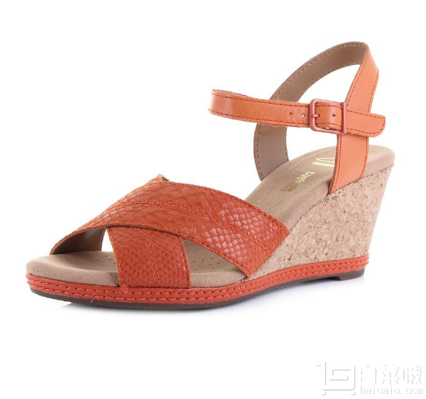 Clarks 其乐 Helio Latitude女士真皮坡跟凉鞋 Prime会员免费直邮含税到手新低￥297