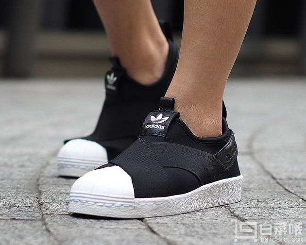 全智贤同款，adidas Originals 阿迪达斯 Superstar 交叉绑带一脚蹬 白色206元包邮包税