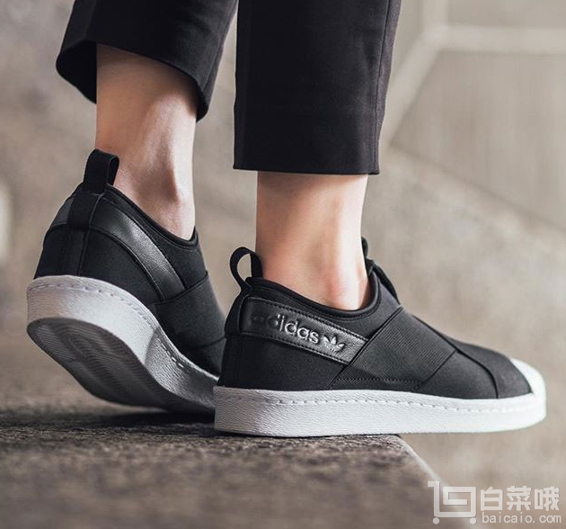 全智贤同款，adidas Originals 阿迪达斯 Superstar 交叉绑带一脚蹬 白色206元包邮包税