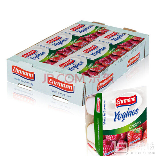 德国原装进口，Ehrmann 爱尔曼 全脂草莓/全脂覆盆子酸奶 100g*24盒￥79