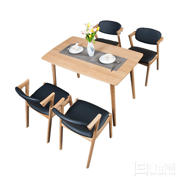 Homestar 好事达 戈菲尓 2319+2314 白橡木餐桌椅组合 1桌+4椅史低￥2599包邮