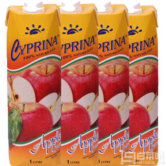 Cyprina 塞浦丽娜 苹果汁 1L*4瓶*4箱￥99.6包邮