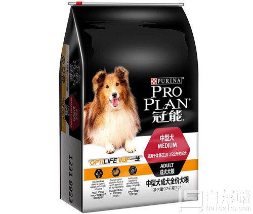 ProPlan 冠能 中型犬成犬全价狗粮12kg￥322.85包邮（￥472.85-150）