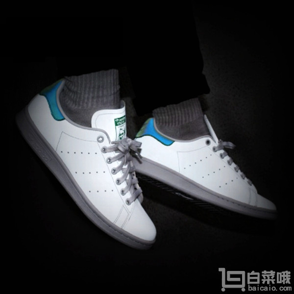 adidas 阿迪达斯 Originals 三叶草 Stan Smith 女士真皮板鞋 夜光版绿尾 到手￥470