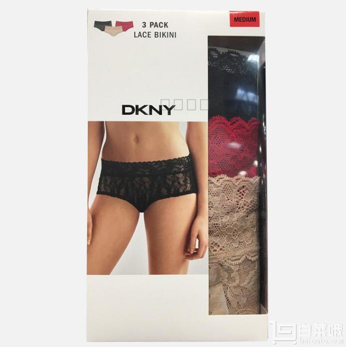 DKNY 唐可娜儿 女士蕾丝花边比基尼内裤 3条装新低￥123包邮包税