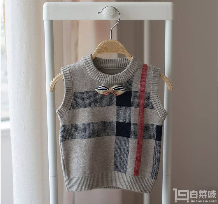 韩版小童针织背心毛线马夹 3色￥36包邮（￥39-3）