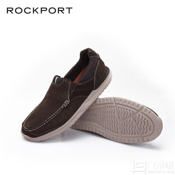 <span>42.5码白菜！</span>Rockport 乐步 Langdon 男士真皮一脚蹬休闲鞋 BX2045新低263.7元包邮