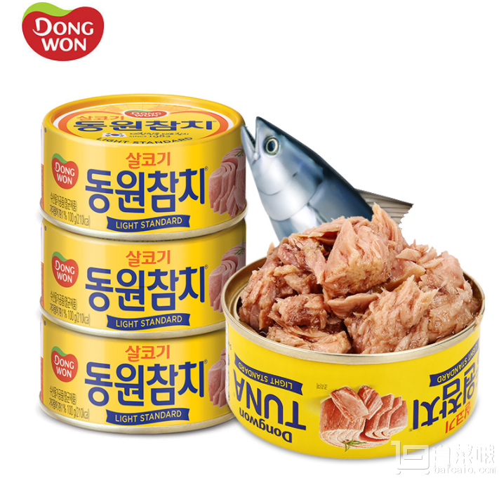 韩国进口，东远 金枪鱼方便速食罐头 原味100g*6罐￥37.9包邮（需用￥10优惠券）