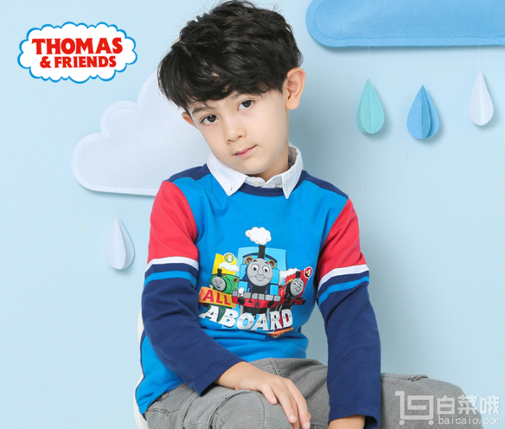 Thomas & Friends 托马斯和朋友 正版授权男童纯棉长袖上装￥39包邮（需用￥30优惠券）