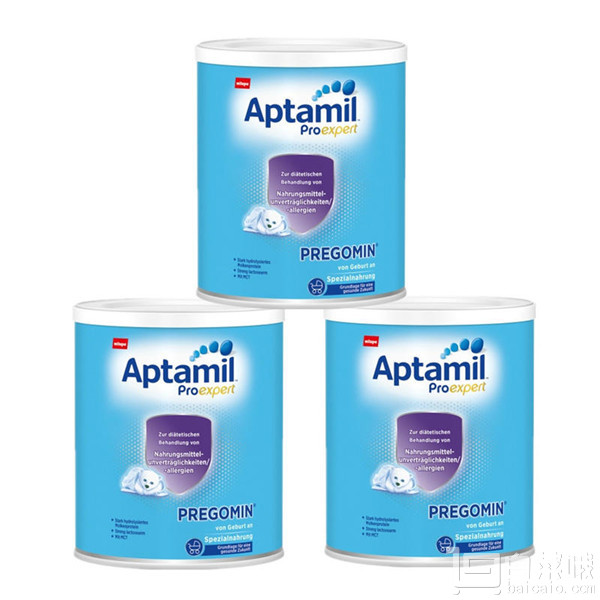 Aptamil 爱他美 Proexpert Pregomin 深度水解防过敏免敏无乳糖奶粉 400g*3罐直邮到手约￥775