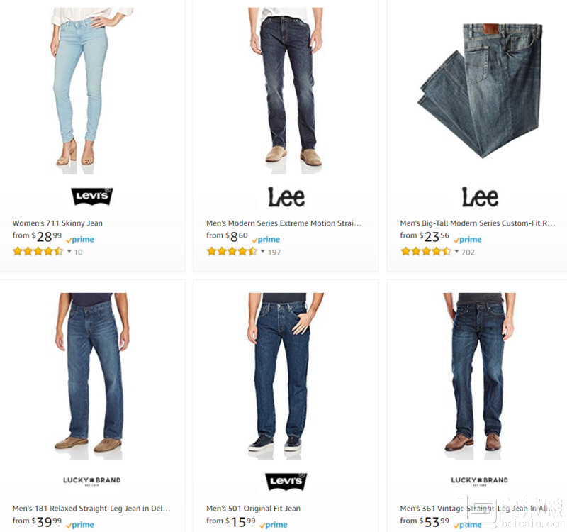 金盒特价，精选男女士牛仔裤 Levi's、LEE、DL1961、Wrangler等.99起