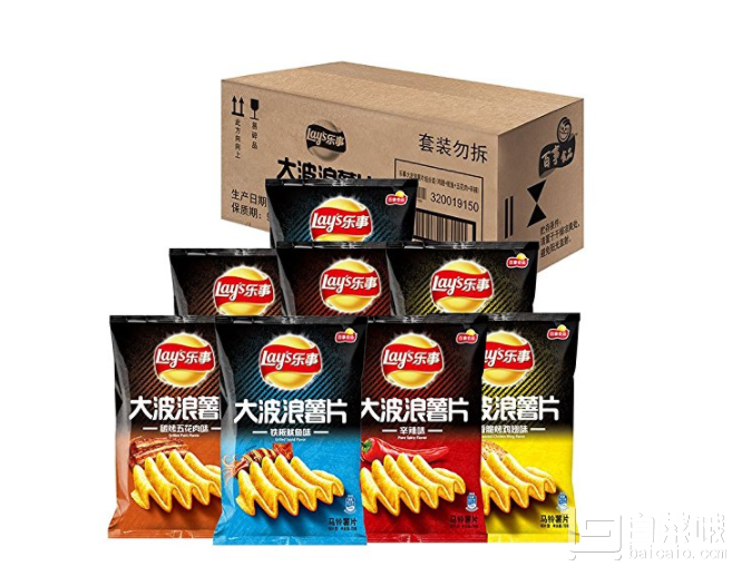 镇店之宝，Lay’s 乐事 大波浪薯片 混合口味箱装 70g*8包￥29.9