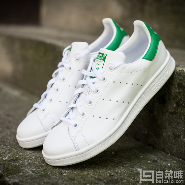 Adidas Originals 阿迪達斯 Stan Smith 大童款復(fù)古小白鞋 綠尾 到手￥255