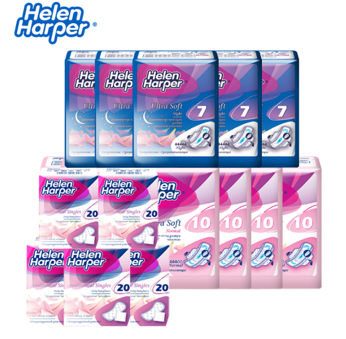 英国皇室认证，Helen Harper 海伦哈伯 棉柔卫生巾/护垫 74片套装￥49.9包邮（需用￥40优惠券）
