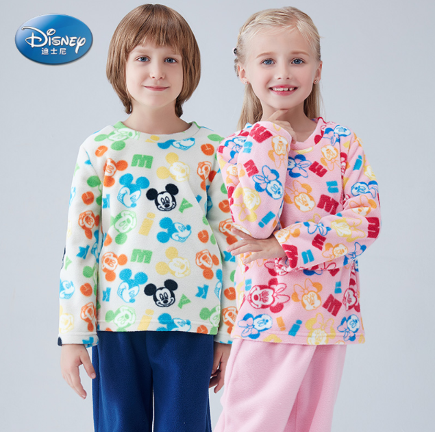 天猫商城： 迪士尼 儿童摇粒绒保暖长袖家居套装 多色新低￥39包邮（需用￥40优惠券）