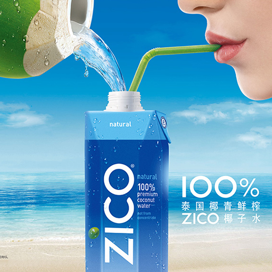 泰国原装进口，ZICO 100%天然椰子水 330ml*6瓶秒杀价￥29.9