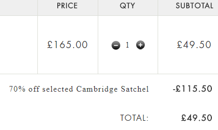 MYBAG：新低折扣！THE CAMBRIDGE SATCHEL 全线3折，女士真皮肖像双肩包 新低£49.5免费直邮到手￥434