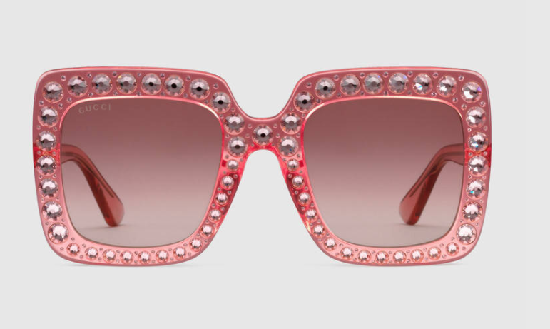Gucci 精选男女士太阳镜8折，日日同款 超大号饰水晶方形框太阳镜 £484免费直邮到手￥4268
