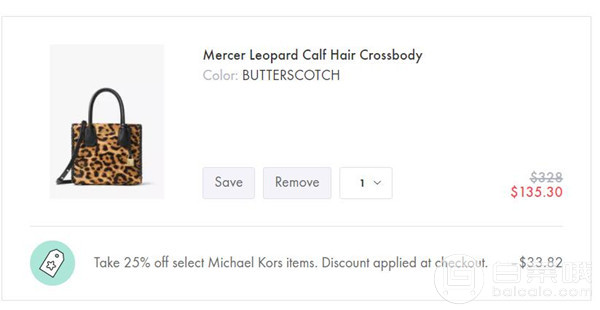 海报款，Michael Kors 女士Mercer Leopard 单肩包 新低1.48到手￥740（下单7.5折）