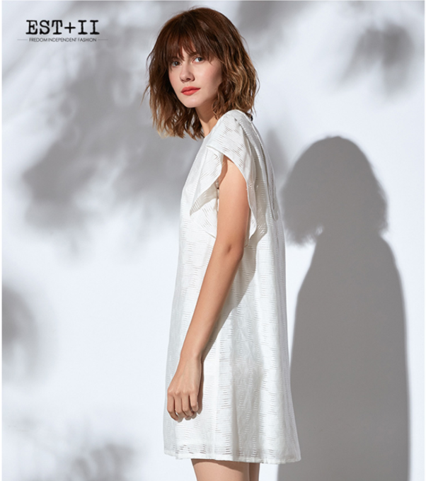 EST＋II 艺诗 韩版短袖直筒气质女连衣裙 3色￥169包邮（需用￥100优惠券）