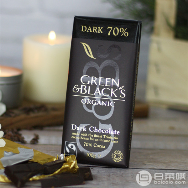 Green & Black's Organic 70％可可 黑巧克力100g*10排 Prime会员凑单免费直邮含税到手￥225