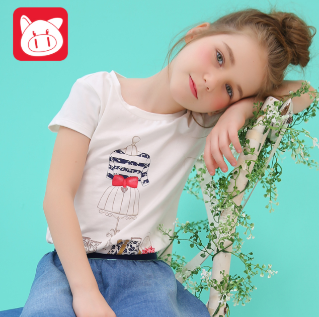 小猪班纳 2018夏季新款女童短袖t恤 2色￥29包邮（需用￥10优惠券）