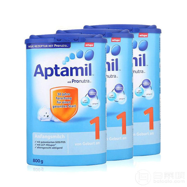 Aptamil 爱他美 1段婴幼儿奶粉 0-6个月 800g*3罐￥272包邮包税（需领￥25优惠券）